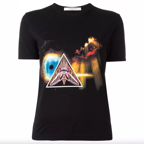 $425 Givenchy Black Surreal Eye Prism Print Cotton T-Shirt size Medium UNISEX - Picture 1 of 10